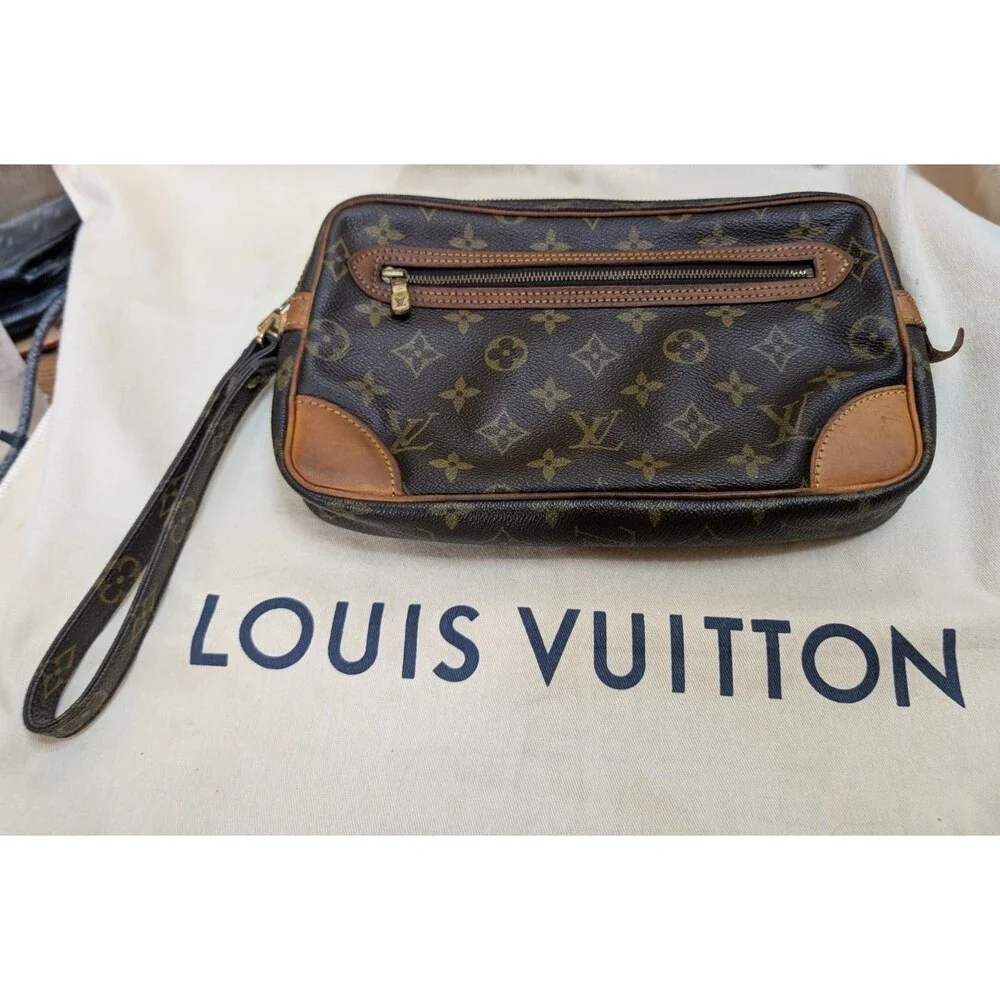 Louis Vuitton Marly Dragonne Pouch Clutch UNISEX GM Monogram Vintage 1990 COA